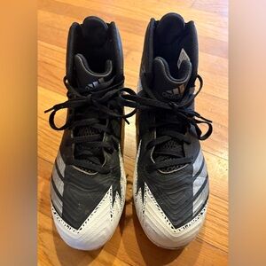 Adidas Black and White High-Top rubber cleats